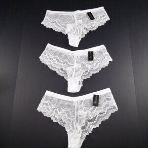 Frederick's Of Hollywood Caroline Lace Cheeky Panty Bundle Size 1X White Silver